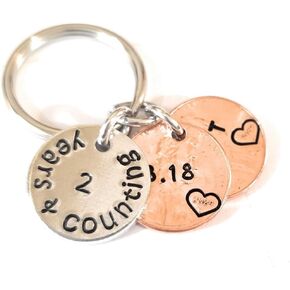 Tucker's Trinkets And Treasures 2 Year & Counting Anniversary Year Key Chain, 2nd Wedding Anniversary in Saudi Arabia