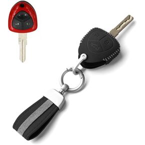 غطاء حماية لمفتاح السيارة من الجلد السويدي الفاخر مع سلسلة مفاتيح متوافقة مع فيراري 458 إيطاليا 612 599 GTB FF (أحمر) in Kuwait