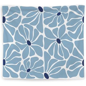 WNAGT Boho Abstract Blue Floral Tapestry Wall Hanging, Minimalist Mid Century Modern Boho Flower Botanical Wall Blanket Decor for Home Living Room Girls Bedroom Dorm, 50x60 Inch in Kuwait