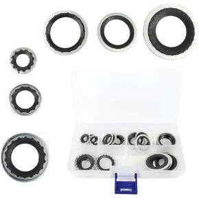 45PCS Car AC Gasket Kit, 6 Sizes Air Conditioner Compressor Port Sealing Gasket Kit, Versatile Leak-Proof Auto AC O Ring Seal Set, Universal A/C System Port Washer for Most Cars (Black) in Kuwait