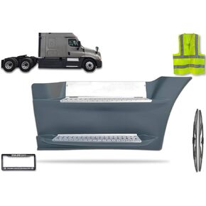 لوحة خطوة هدية أمامية Kozak (الجانب الأيمن للراكب) مع خطوات 2X وحافة خطوة علوية لـ Freightliner Cascadia 2008-2017 125 Plus شعار ومساحات وإطار لوحة ترخيص وسترة in Kuwait