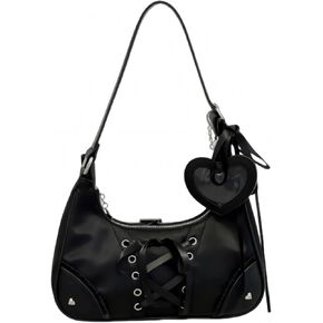 حقيبة كتف بمحفظة سوداء Y2K من Ita للنساء، محافظ لوليتا إيمو القوطية، حقائب مرصعة بإبزيم كاواي، حقيبة يد جمالية لطيفة للخروج in Kuwait