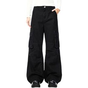 السراويل البضائع للنساء الرجال مع جيوب سراويل قطنية فضفاضة عالية الخصر الهيب هوب واسعة الساق Y2k الجرونج ملابس كاجوال in Kuwait