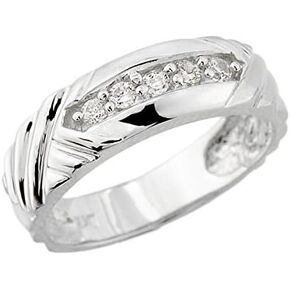 خاتم زفاف رجالي من الفضة الإسترليني عيار 925 ومرصع بخمسة أحجار من الألماس in Kuwait