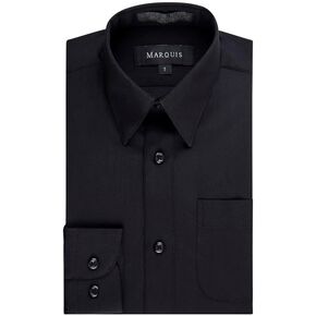 Marquis Boy’s Regular Fit Long Sleeve Cotton-Blend Solid Button-Up Dress Shirt in Kuwait
