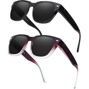 نظارات شمسية مستقطبة من FIMILU قطعتين تناسب النظارات للنساء، نظارات شمسية مربعة للقيادة وحماية من الأشعة فوق البنفسجية 400 في الهواء الطلق in Kuwait