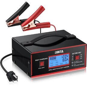 شاحن بطارية BINTA 6/8/12/14/16/24 فولت حمض الرصاص يحافظ على البطارية أوتوماتيكيًا بالكامل، شاحن السيارة الذكية 0-10 أمبير مع مشابك كابلات لشاحنة الدفع الرباعي والدراجات النارية وجزازة العشب والبطاريات البحرية in Kuwait