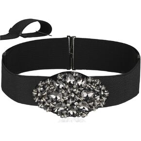حزام نسائي مطرز بأحجار الراين قابل للتعديل، حزام عريض مرن قابل للتمدد للفساتين الأنيقة in Kuwait