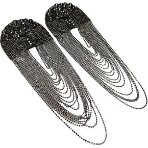 Crystal Rhinestone Shoulder Brooch Pin,Applicable to both men and women Shoulder Badge,GUN color, Silver, Cascading Design, Formal Evening Wear Accessory in Kuwait