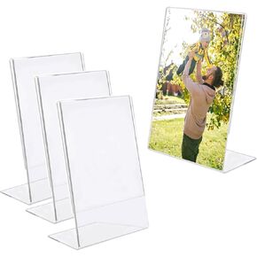 3.5x5 Acrylic Picture Frames, 4 Pack Clear Acrylic Photo Card Sign Lable Holders, L-Shape Tabletop Vertical Picture Display, Small Clear Frames for Home/Office/Hotel/Store in Saudi Arabia