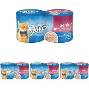 9Lives طعام رطب للقطط الكبيرة، قطع طرية مع السمك الأبيض الحقيقي للمحيط والتونة في الصلصة، علب بحجم 5.5 أونصة (عبوة من 24 قطعة) in Kuwait