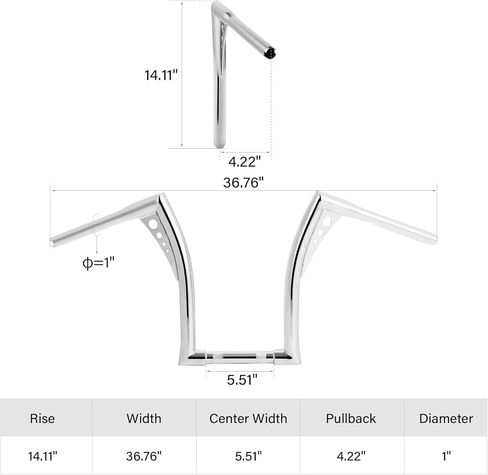 CUSTOM CHROME CCI 14" Rise 1-1/4" Fat Ape Hanger Handlebar Fit For Harley-Davidson Touring FLH FLHT Models in Kuwait