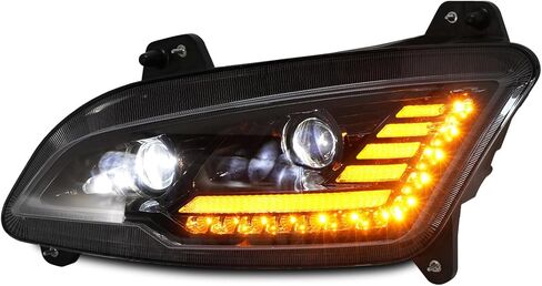 FIT مصابيح أمامية لجهاز العرض LED بالكامل، زوج إشارة هالو وعنبر أبيض متوافق مع PETERBILT 379 378 365 357 KENWORTH W900 T800 T600 Freightliner Classic Western Star 4x6 LED استبدال المصباح in Kuwait