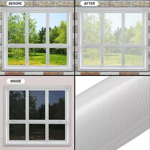 LZLRUN One Way Perforated White Vinyl Privacy Window Film Adhesive Glass Wrap Roll (12" x 48") in Saudi Arabia