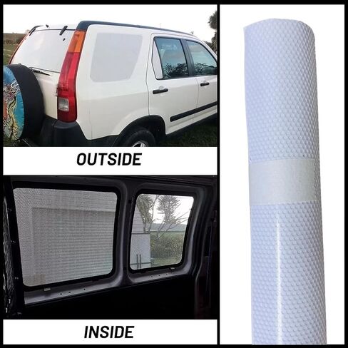 LZLRUN One Way Perforated White Vinyl Privacy Window Film Adhesive Glass Wrap Roll (12" x 48") in Saudi Arabia