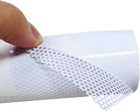 LZLRUN One Way Perforated White Vinyl Privacy Window Film Adhesive Glass Wrap Roll (12" x 48") in Saudi Arabia