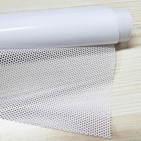 LZLRUN One Way Perforated White Vinyl Privacy Window Film Adhesive Glass Wrap Roll (12" x 48") in Saudi Arabia