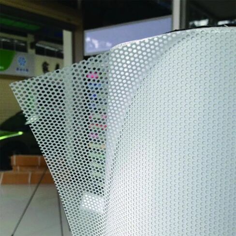 LZLRUN One Way Perforated White Vinyl Privacy Window Film Adhesive Glass Wrap Roll (12" x 48") in Saudi Arabia