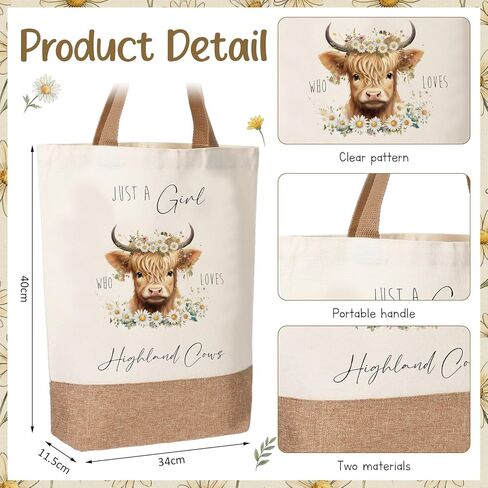 7 Pcs Highland Cow Lover Presents Set for Women Just a Girl Who Loves Highland Cow Keychain Makeup Bag Canvas Bag Notebook Pen Socks for Coworker Teacher Sister Animal Lover in Saudi Arabia