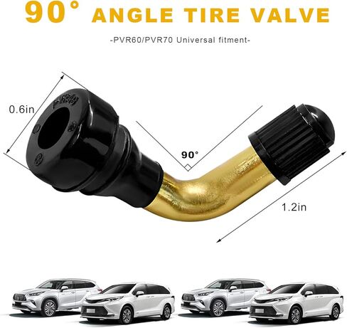 2 PCS PVR60 Valve Stem, 90-Degree Bent Brass Valve Stems with Snap-in Rubber Base, Tire Nozzle Core Compatible with Most Tubeless Tire Rim for Motorcycles Scooters ATVs in Saudi Arabia
