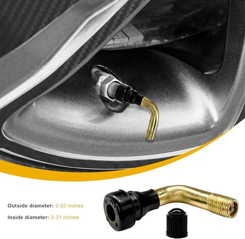 2 PCS PVR60 Valve Stem, 90-Degree Bent Brass Valve Stems with Snap-in Rubber Base, Tire Nozzle Core Compatible with Most Tubeless Tire Rim for Motorcycles Scooters ATVs in Saudi Arabia