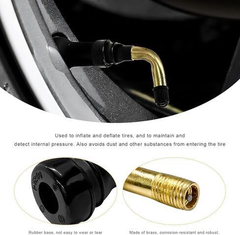2 PCS PVR60 Valve Stem, 90-Degree Bent Brass Valve Stems with Snap-in Rubber Base, Tire Nozzle Core Compatible with Most Tubeless Tire Rim for Motorcycles Scooters ATVs in Saudi Arabia