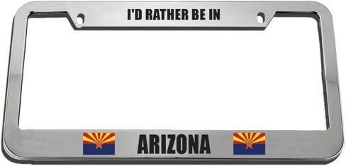 إيجابيات سريعة، أفضل أن أكون في أريزونا، إطار لوحة ترخيص معدني من الزنك، حامل بطاقات السيارة التلقائي - كروم بفتحتين in Kuwait