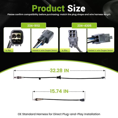 234-9112 & 234-4305 2 قطعة مستشعر الأكسجين O2 المنبع متوافق مع Toyota Corolla 2009-2014 Matrix 2011-2014 1.8L L4 يستبدل 8946702070 8946512840 in Kuwait