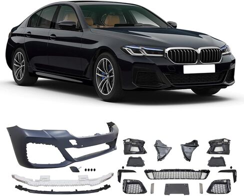 IKON MOTORSPORTS، غطاء المصد الأمامي متوافق مع 2021-2023 BMW G30 5 Series 530، 540، 550، M550i، M5 مع M Sport Bumper، LCI M-Tech غير مطلي باللون الأسود M550 نمط استبدال تحويل المصد الأمامي in Saudi Arabia