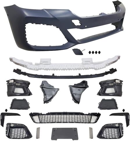IKON MOTORSPORTS، غطاء المصد الأمامي متوافق مع 2021-2023 BMW G30 5 Series 530، 540، 550، M550i، M5 مع M Sport Bumper، LCI M-Tech غير مطلي باللون الأسود M550 نمط استبدال تحويل المصد الأمامي in Saudi Arabia