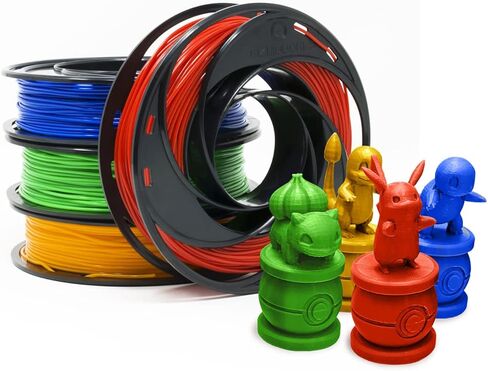 Gizmo Dorks Silk PLA 3D Printer Filament 1.75mm 200g, 4 Color Sample Pack - High Gloss Ocean Blue, Red Pink, Teal, Yellow Gold in Saudi Arabia