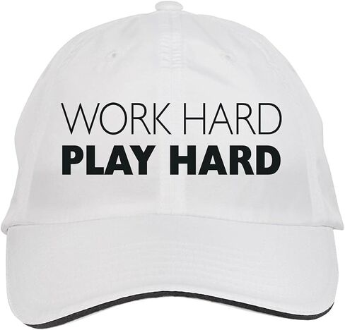 Makoroni - Work Hard Play Hard Hat Adjustable Cap, DesG35 White in Saudi Arabia