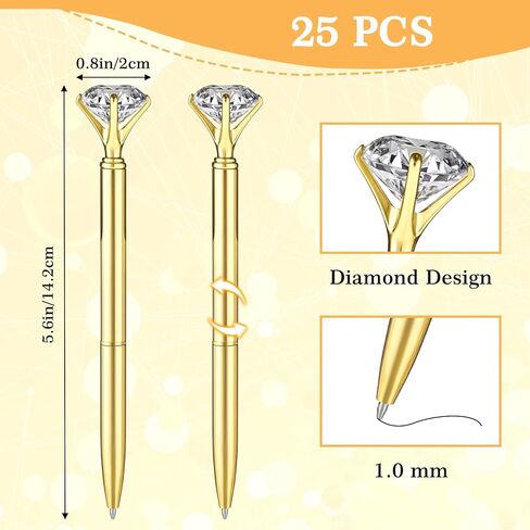 25 Pcs Diamond Pens with Crystal Bridal Shower Gifts Metal Bling Ballpoint Pens with Black Ink Fancy Pen for Women Girls Bridal Shower Wedding Party Birthday Office School in Saudi Arabia