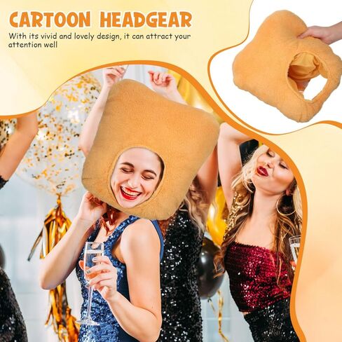 قبعة Veemoon Chicken Nuggets التنكرية قبعة طعام مبتكرة لدعائم التصوير الفوتوغرافي والحفلات ذات الطابع الشخصي، أغطية رأس كرتونية ممتعة in Saudi Arabia