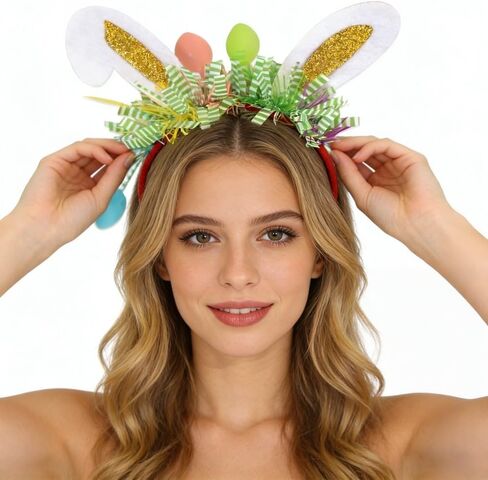 Easter Glitter Bunny Ears Headband Glitter Rabbit Ears Hair Hoop Funny Hair Band Easter Hair Accessories for Party Decoration in Saudi Arabia