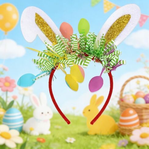 Easter Glitter Bunny Ears Headband Glitter Rabbit Ears Hair Hoop Funny Hair Band Easter Hair Accessories for Party Decoration in Saudi Arabia