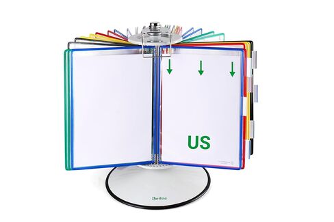 Tarifold Desktop Reference and Display System - 360° Rotation - Steel Rotary Base - 50 Assorted PVC Display Pockets - Letter Size - 100 Sheet Capacity (R295) in Kuwait