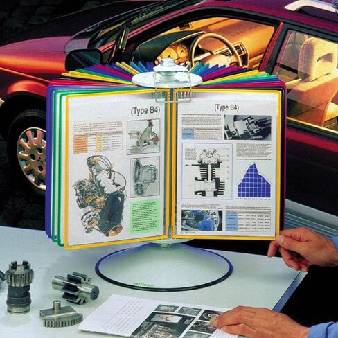 Tarifold Desktop Reference and Display System - 360° Rotation - Steel Rotary Base - 50 Assorted PVC Display Pockets - Letter Size - 100 Sheet Capacity (R295) in Kuwait