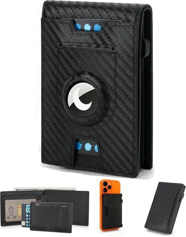 محفظة MagSafe AirTag للرجال، حامل بطاقات ذكي مع طية مغناطيسية قابلة للفصل، محفظة بسيطة من ألياف الكربون تحجب RFID، تصميم معياري لحافظات iPhone MagSafe، صندوق هدايا in Kuwait