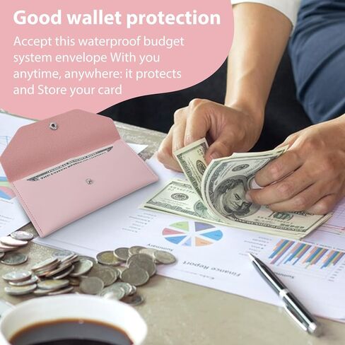 Teaaha Cash Wallet Genuine Leather Money Stuffing Wallets Organizer Reusable Budget Envelope Wallet Retro Clutch Wallets for Men Women Cash Check Billing, Minimalist Design (Pink) in Saudi Arabia