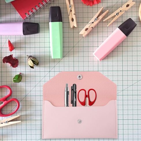 Teaaha Cash Wallet Genuine Leather Money Stuffing Wallets Organizer Reusable Budget Envelope Wallet Retro Clutch Wallets for Men Women Cash Check Billing, Minimalist Design (Pink) in Saudi Arabia