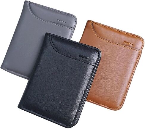 Wallet Ultra-Thin Front Pocket Minimalist Leather Wallet for Men Blocking Small Slim Card Holder with Multiple ID Card Slots Black in Saudi Arabia
