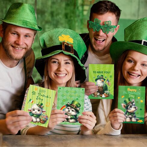 Treasure Cove St.Patrick's Day Cards with Envelopes Happy St. Patrick's Day Greeting Cards Green Animal Notecards for Irish Holiday Spring Party Supplies 12 Pcs in Kuwait
