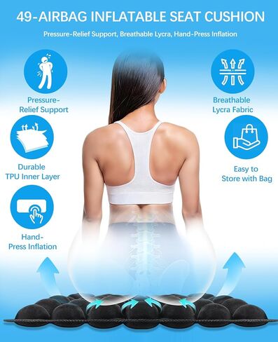 Inflatable Seat Cushion, Airplane Seat Cushion for Long Flights – Breathable 3D Air Cell Cushion，Suitable for Long Flights Office, Wheelchair, Cars,Easy to Carry in Kuwait