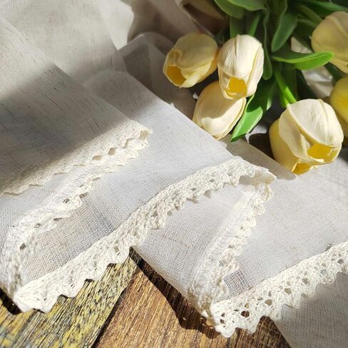 Chic Tie Up Curtain for Kitchen Adjust Ballon Window Valance Spliced Embroidered lace Liftable Half Curtain for Dining Room/Sliding Door/Cafe/Small Window Rod Pocket 1 Panel(W52 X L47 INCH,Beige) in Saudi Arabia