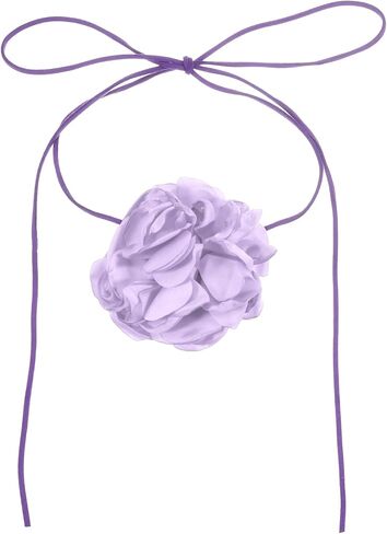 قلادة PATIKIL Flower Chokers للنساء، قلادات زهور مخملية كبيرة قابلة للتعديل طويلة ملفوفة على شكل زهور لحفلات الزفاف in Saudi Arabia