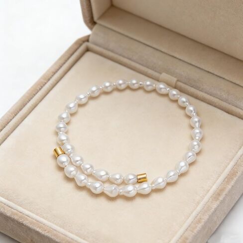 قلادة من اللؤلؤ الذهبي للنساء من لؤلؤ الباروك قلادة من لؤلؤ المياه العذبة مجوهرات لحفلات الزفاف in Kuwait