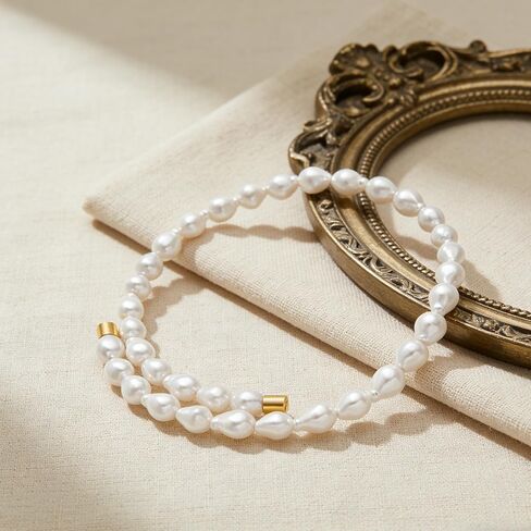 قلادة من اللؤلؤ الذهبي للنساء من لؤلؤ الباروك قلادة من لؤلؤ المياه العذبة مجوهرات لحفلات الزفاف in Kuwait