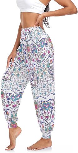 Women Yoga Pants High Waisted Stretch Loose Boho Trousers Sports Dance Harem Pants in Saudi Arabia