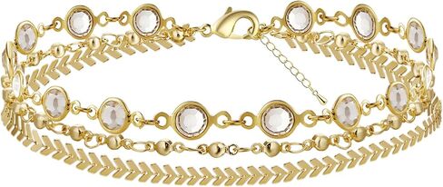 Ankle Bracelets for Women Girls Gold Stackable Anklets,14k Gold Plated Waterproof Layered Beads Herringbone Cuba Paper Clip Chain Figaro Link Anklets Set for Girls Jewelry Gifts Adjustable Size in Kuwait